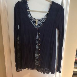 Free people open back button up